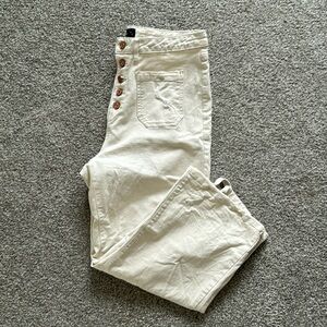 Cream wide leg denim